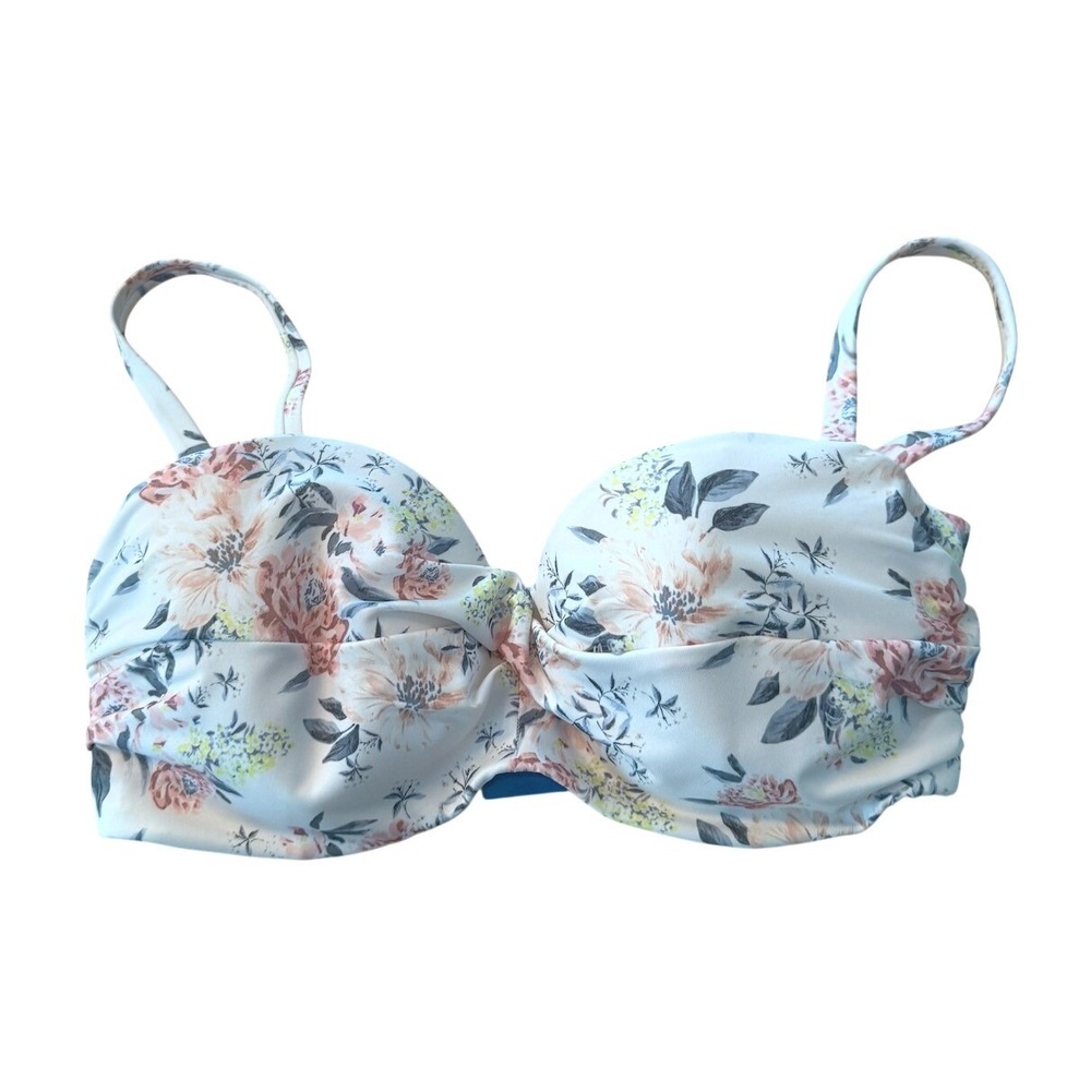 H&M Floral Underwire Bikini Top Bra White Pink‎ Blue Size 36D NWT Beach Summer